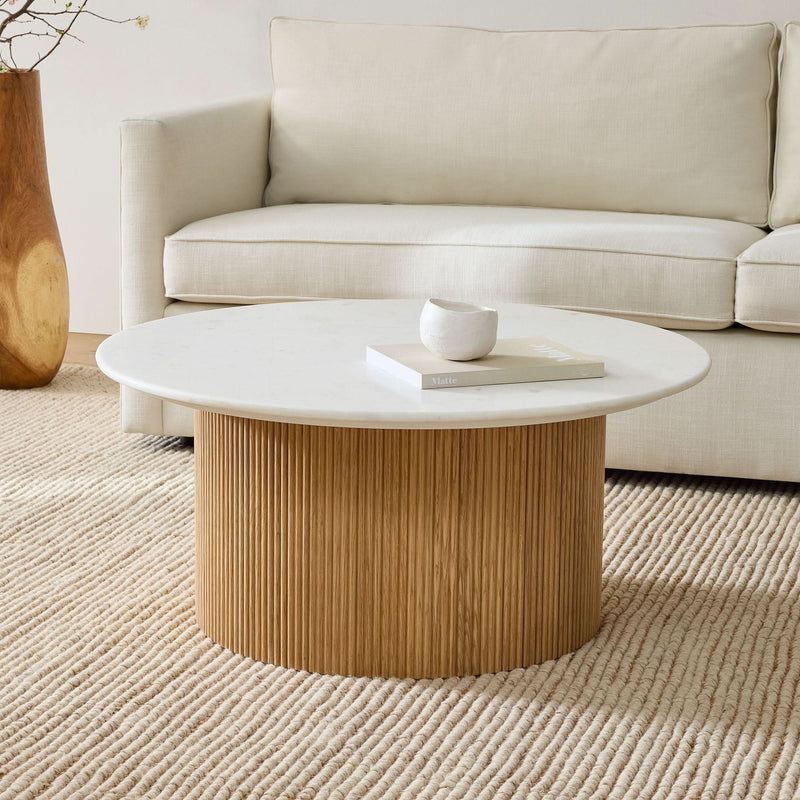 Enner Marble Round Coffee Table - Wooden Empiro