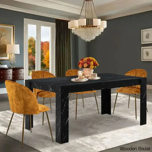 Eloska Modern 4 Seater Dining Table Set - Wooden Empiro Black With Yellow Chairs