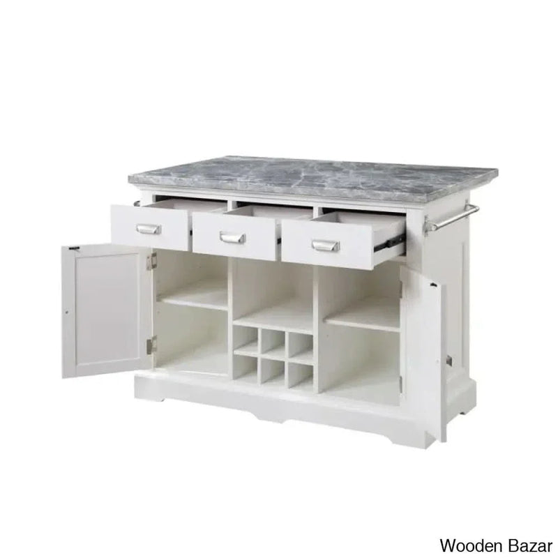 Erichsen Marble Top Kitchen Island Set Kitchen trolley cart cabinet kitchen island with storage