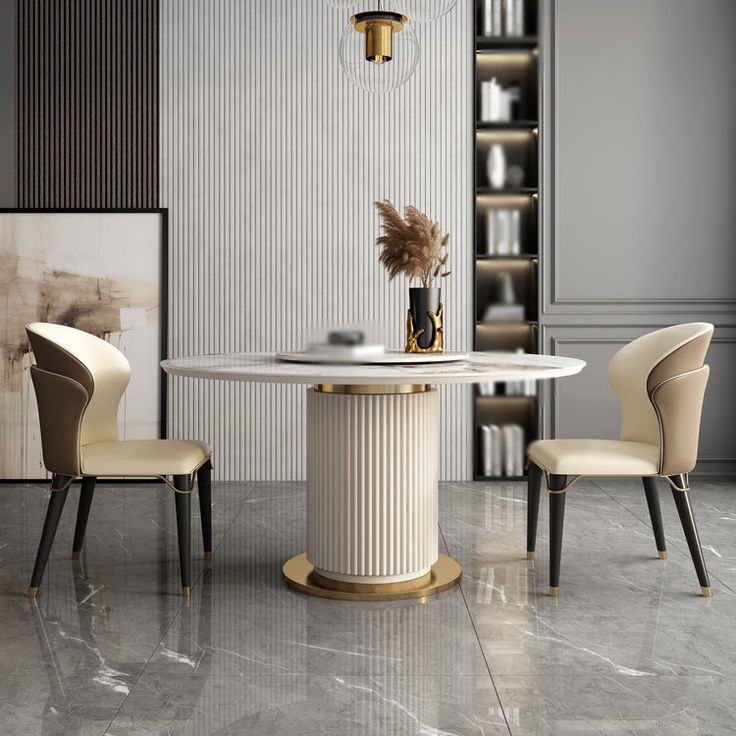 Alzar Modern Contemporary Round 4 Seater Dining Set