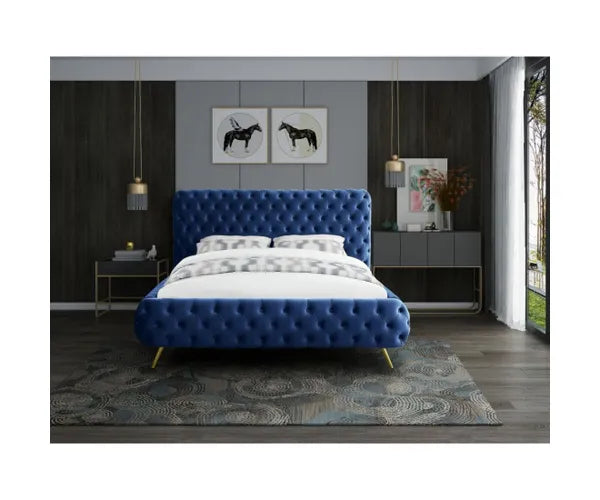 Antara Modern Tufted Upholstered Bed in Blue