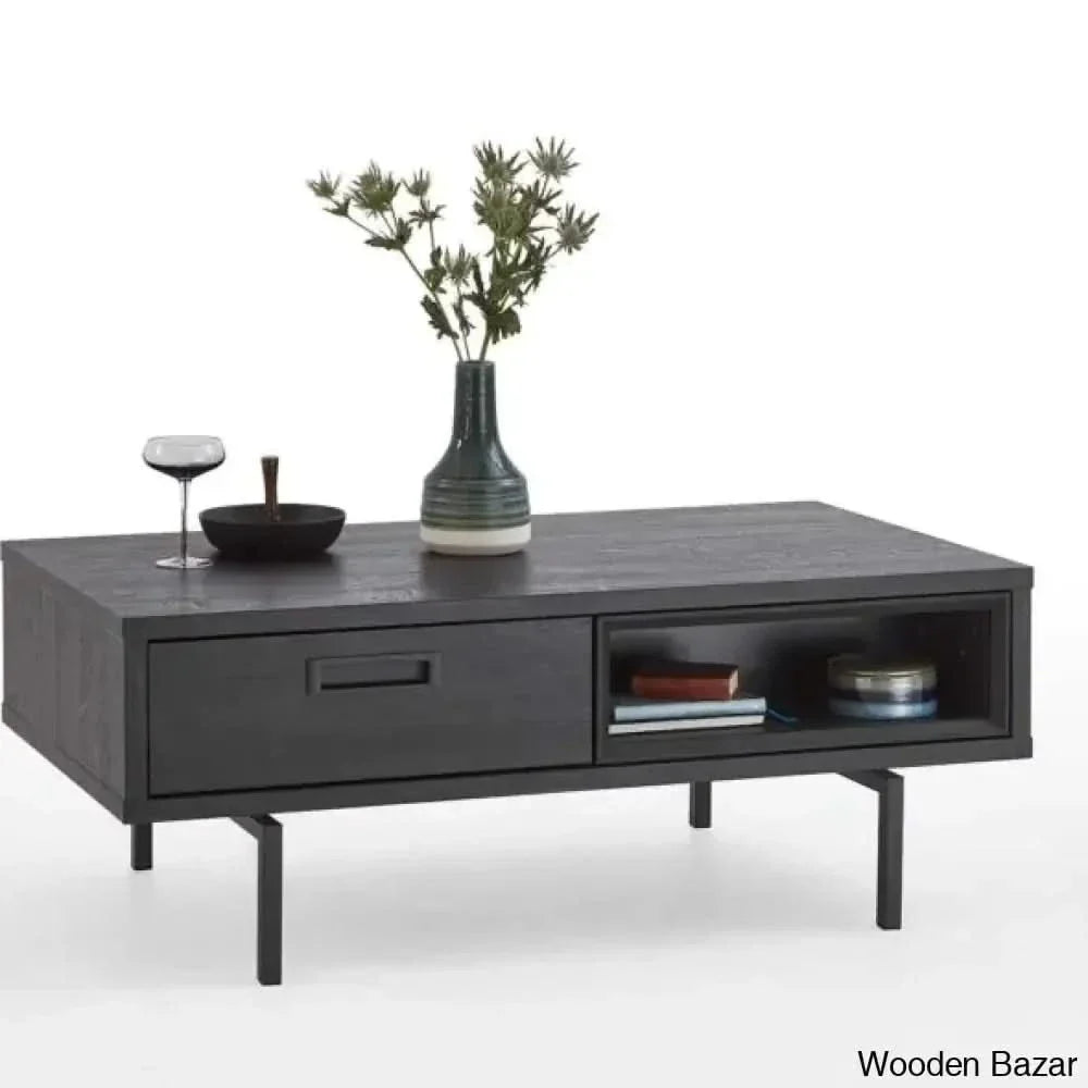 Ferw Inspired Living Black Finish Bookshelf And Coffee Table - Wooden Empiro Coffee Table