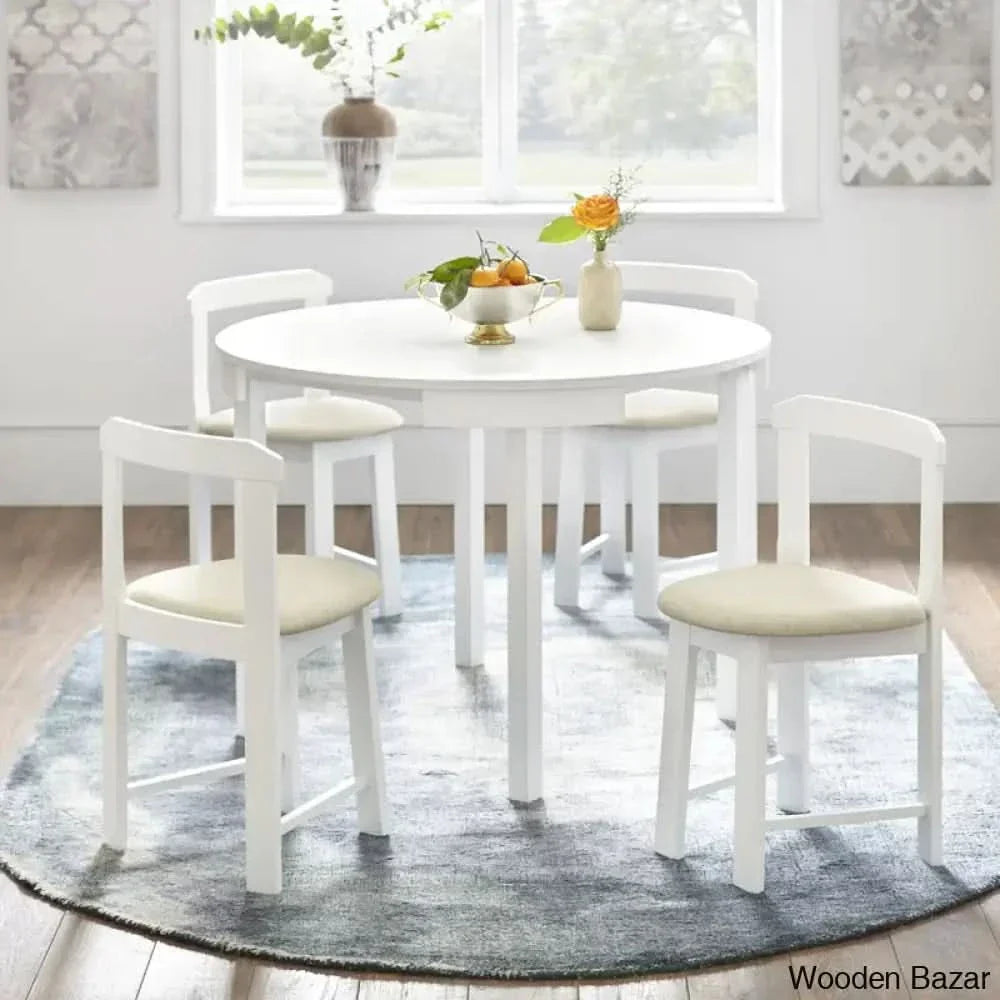 Fleetwood Modern 4 Seater Dining Table Set - Wooden Empiro White