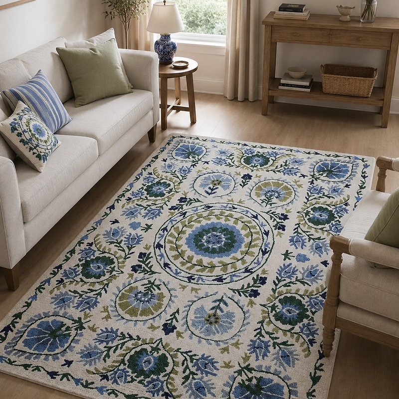 The Riviera Rug — Luxury Vintage Botanical Area Rug
