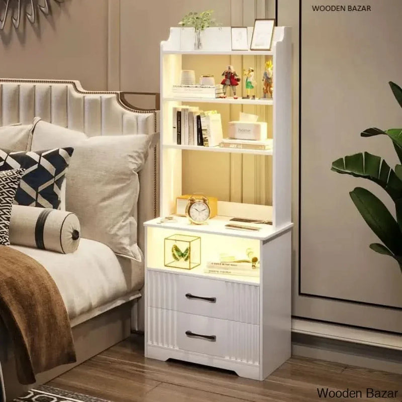 Freberg Manufactured Wood Nightstand Bedside Tables - Wooden Empiro