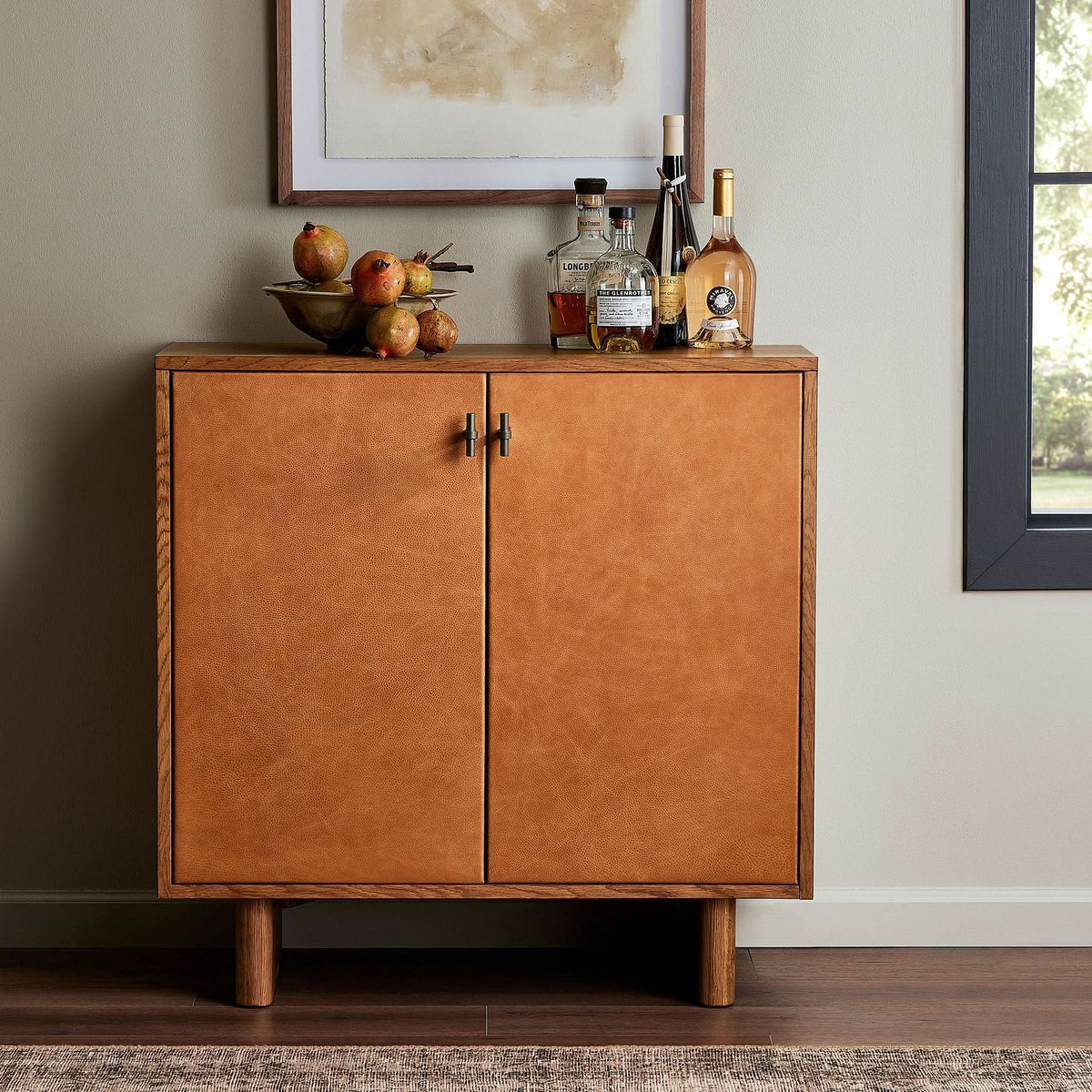 Karion Leather Cabinet - Wooden Empiro