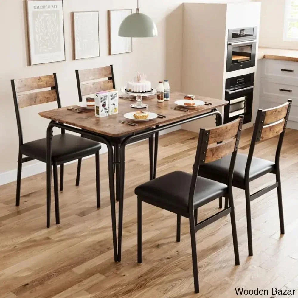 Gary Luxury 4 Seater Dining Table Set For Homes Brown