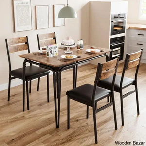 Gary Luxury 4 Seater Dining Table Set For Homes Brown
