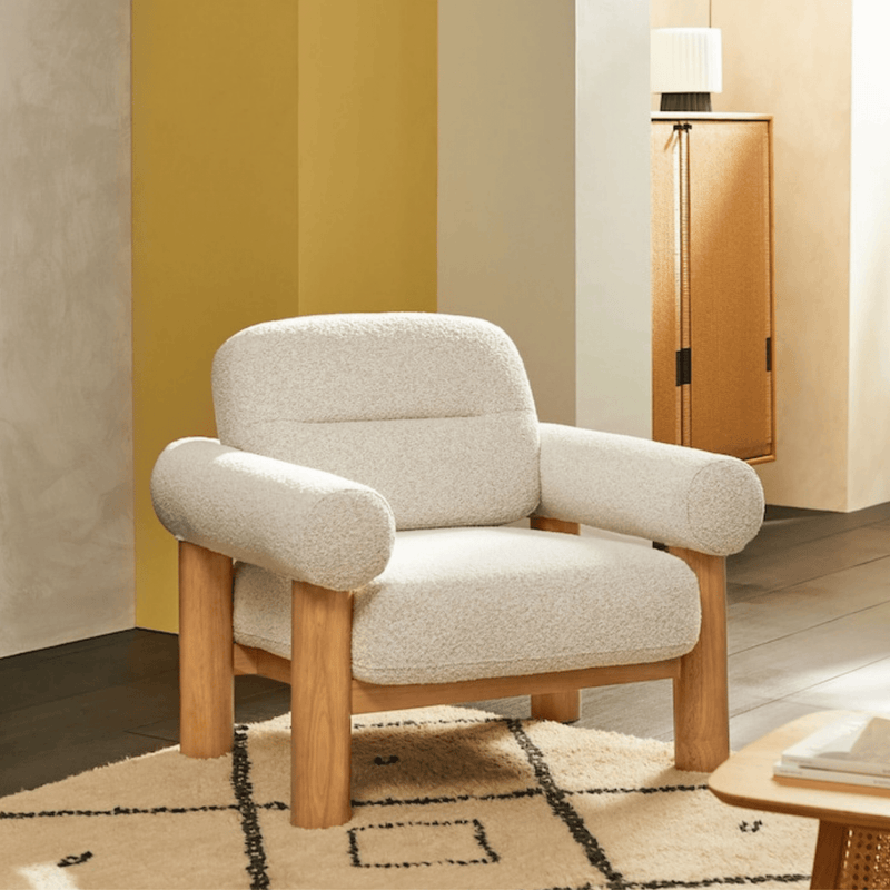 Casa Wooden Plush Armchair