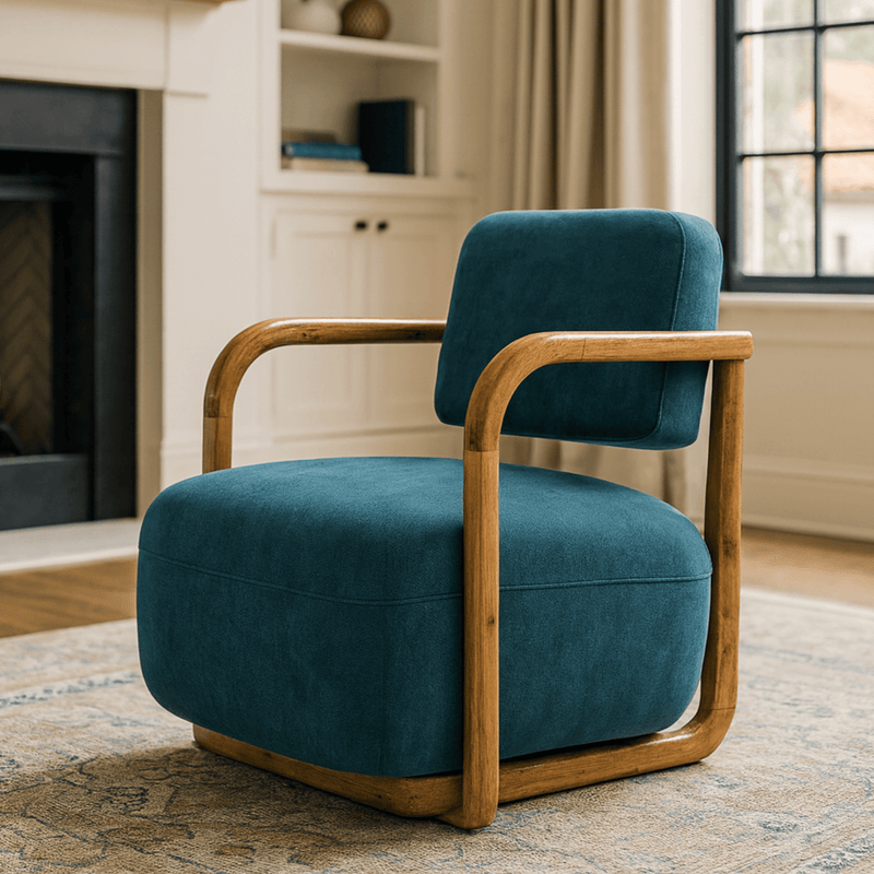 Ojas Wooden Plush Armchair