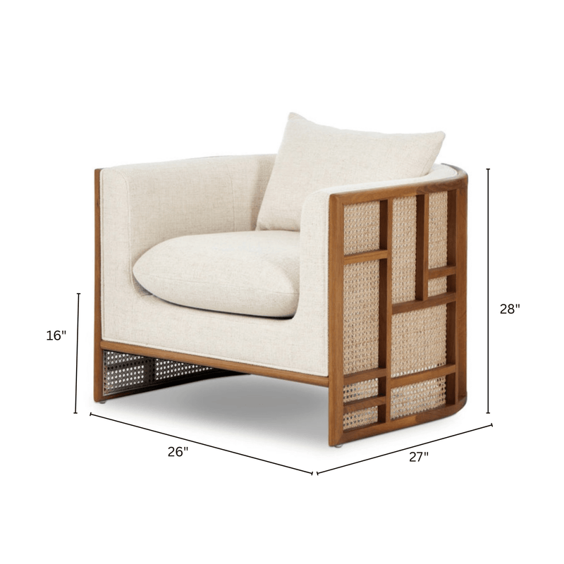 Veda Wooden Upholstered Armchair