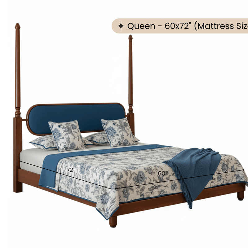 Aqua 100% Solid Wood Bed