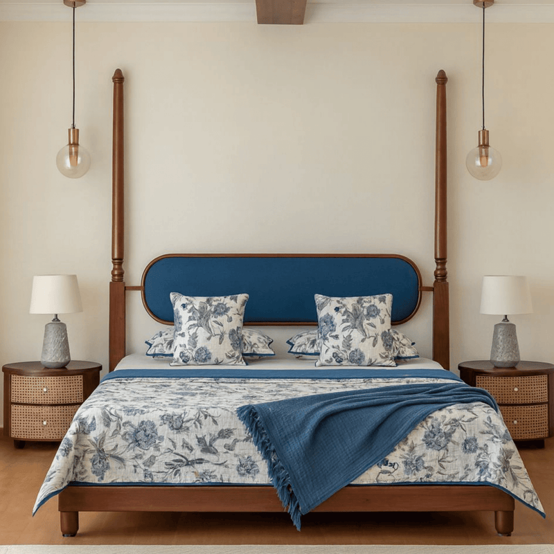 Aqua 100% Solid Wood Bed