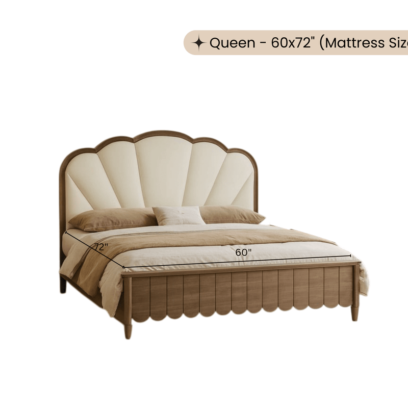 Lisa 100% Solid Wood Upholstered Bed
