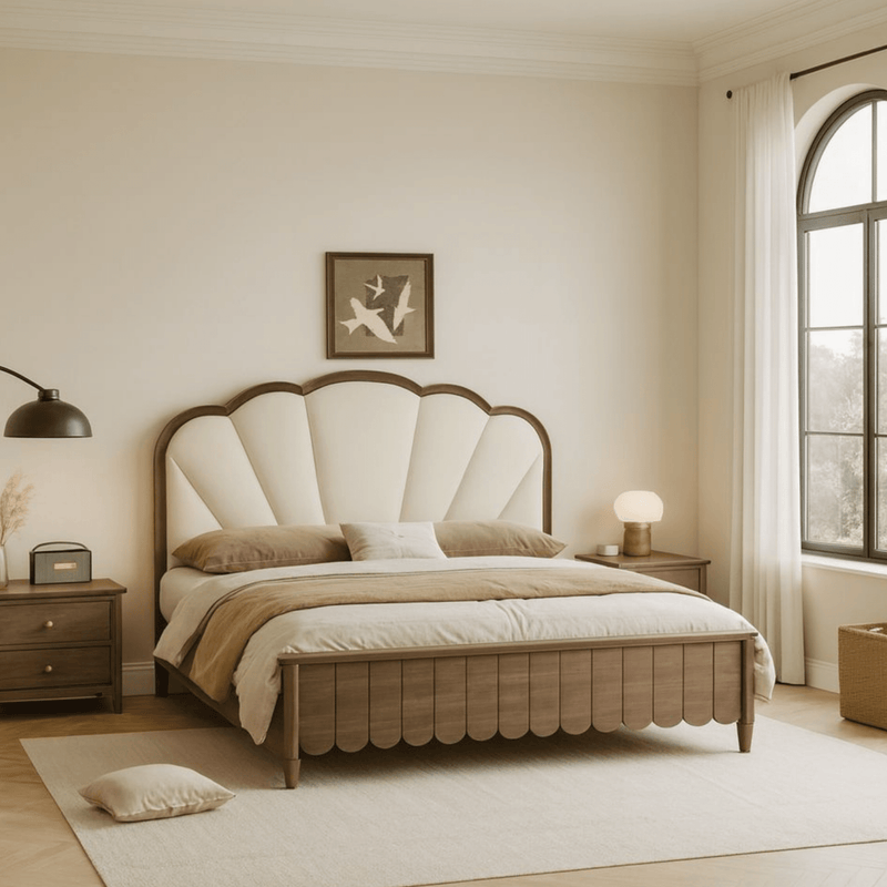 Lisa 100% Solid Wood Upholstered Bed