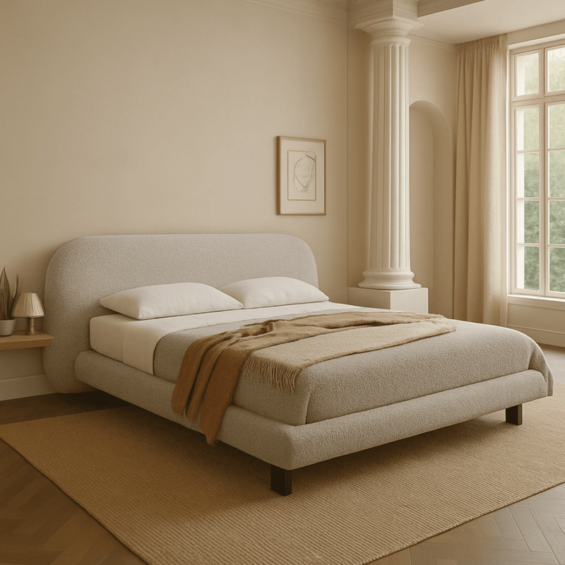 Plush 100% Solid Wood Upholstered Bed
