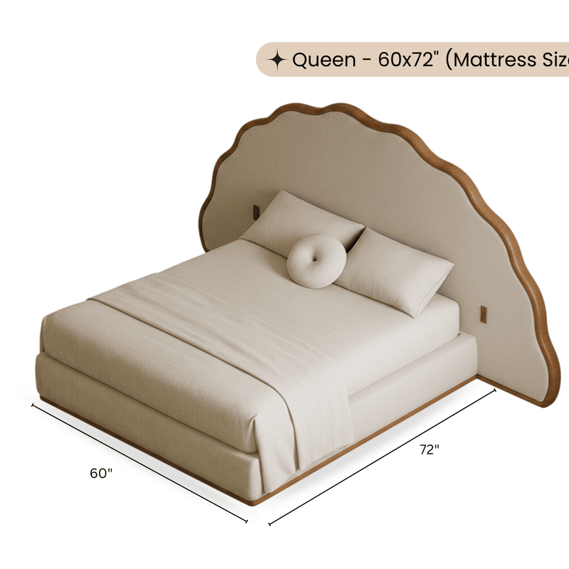 Tara 100% Solid Wood Upholstered Bed