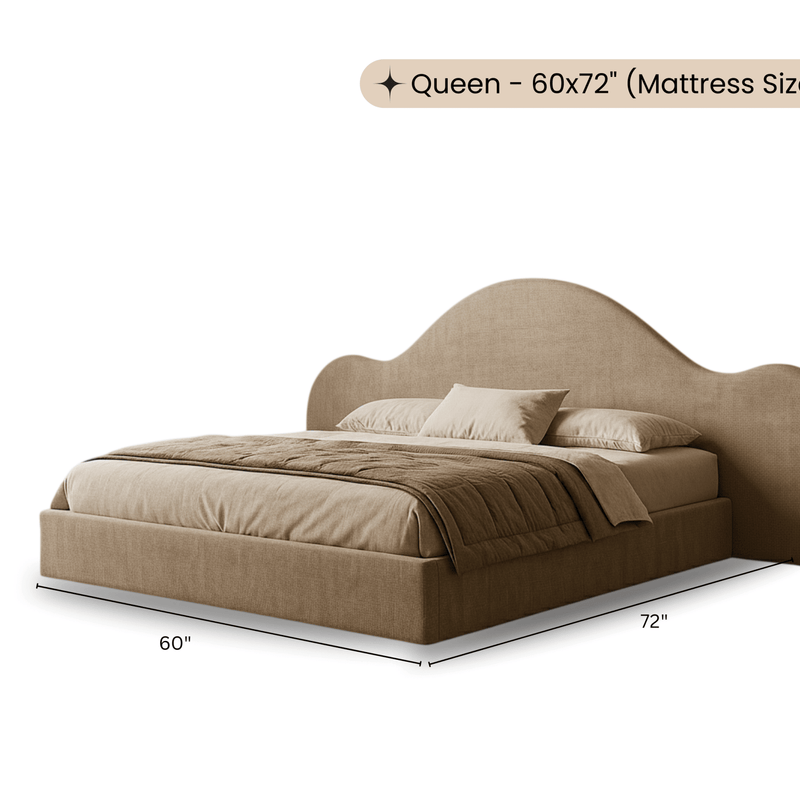 Uru 100% Solid Wood Upholstered Bed