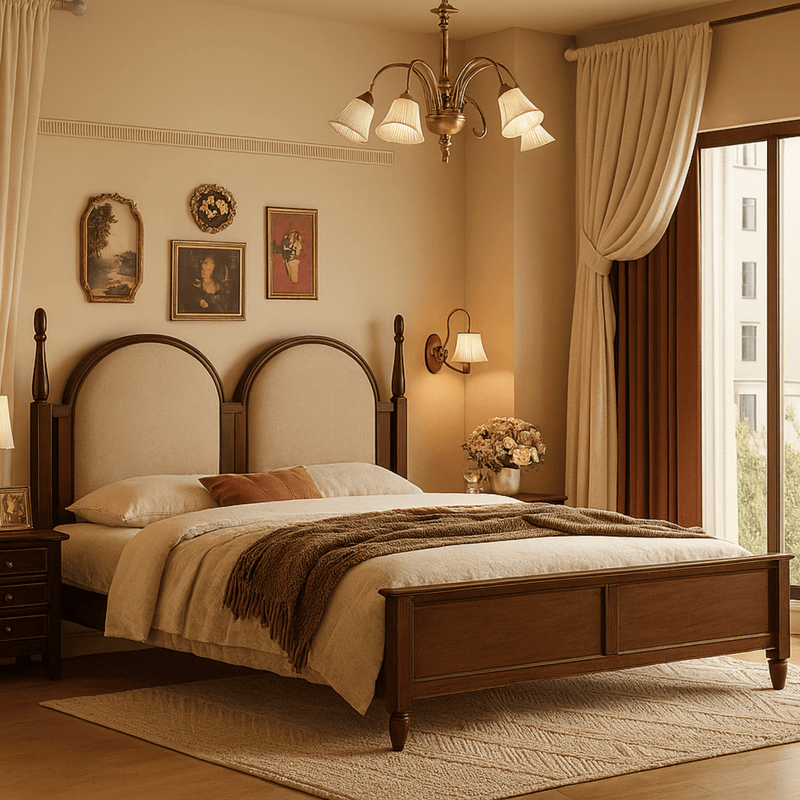 Vyas 100% Solid Wood Upholstered Bed