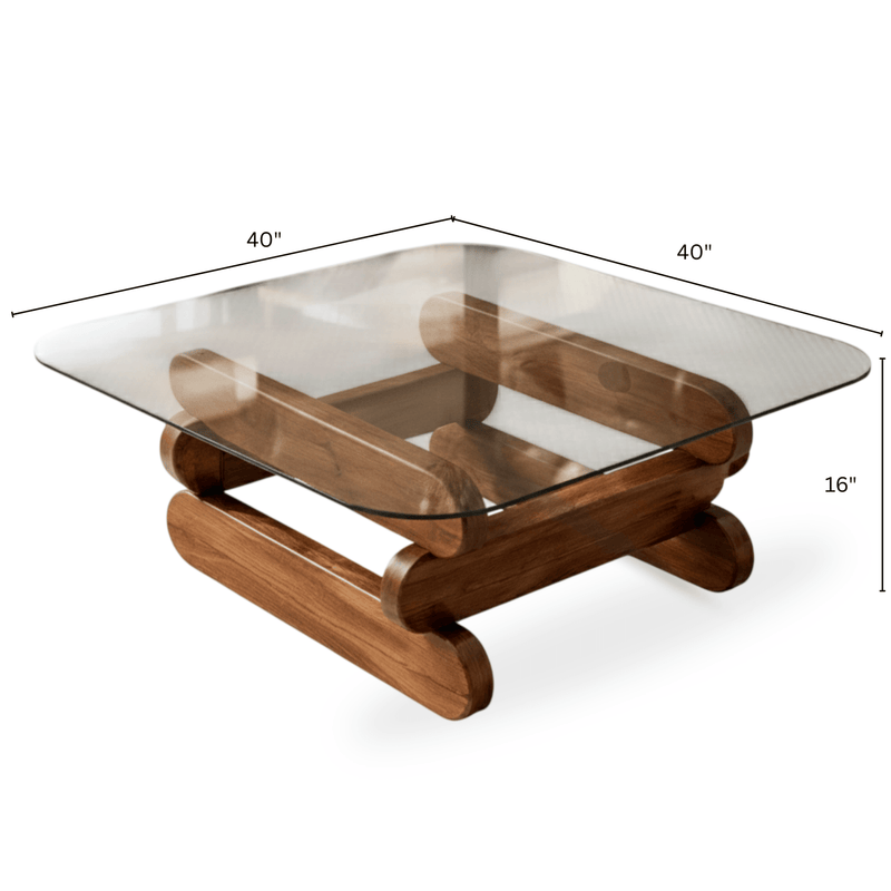 Kaira Glass Top Solid Wood Center Table