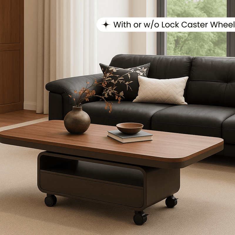 Sibaya Wooden Storage Center Table with wheels