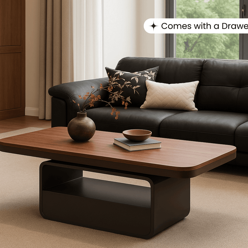 Sibaya Wooden Storage Center Table with wheels