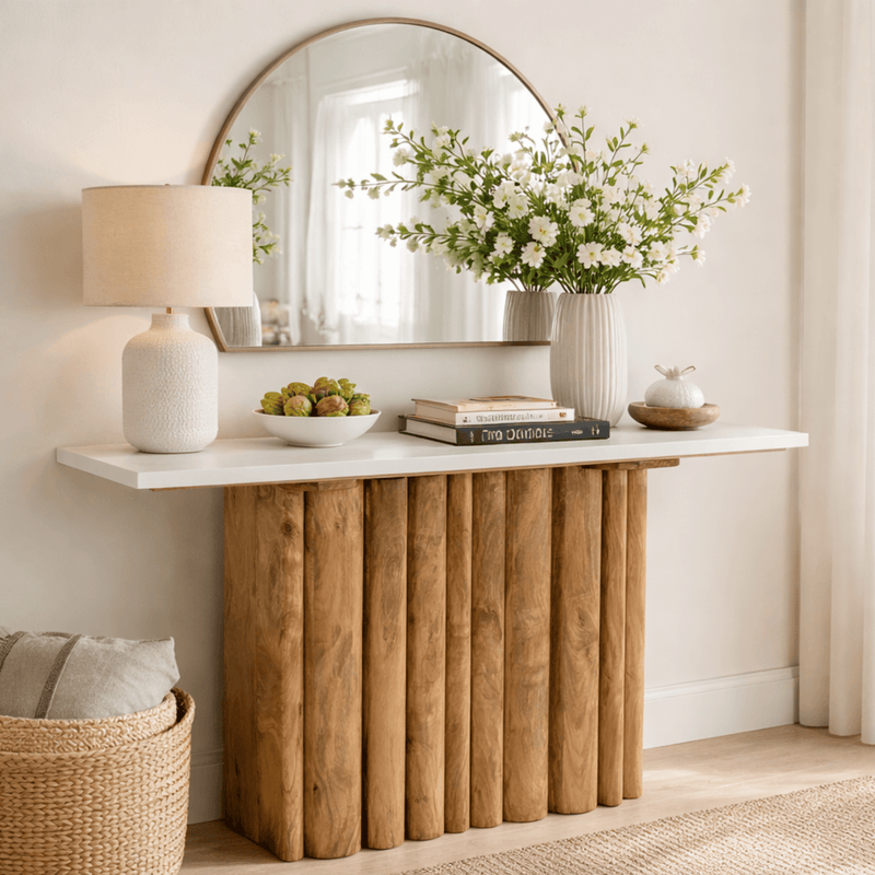 Sculpted Wooden Console Table