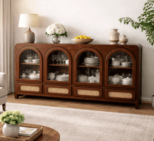 Vyut Wooden 70" Crockery Cabinet - Credenza Hutches - Gharaana