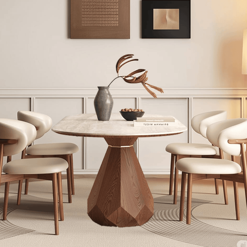 Barlow Marble-Top Wooden Dining Table Set