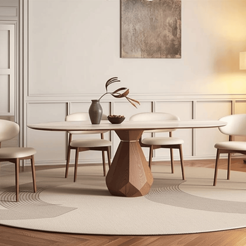 Barlow Marble-Top Wooden Dining Table Set