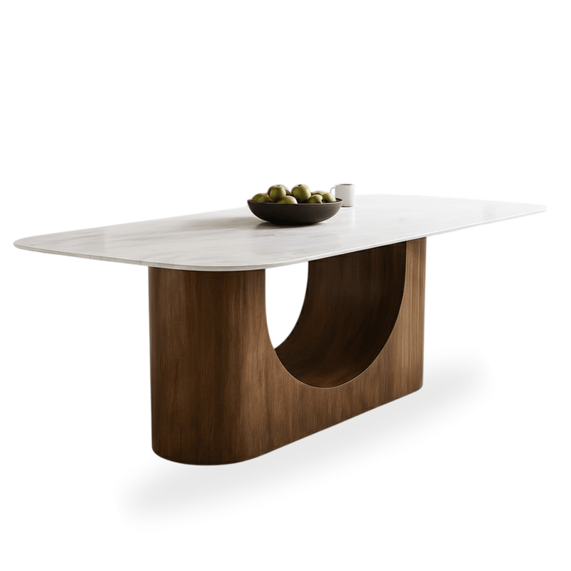 Bruno Marble-Top Wooden Dining Table Set