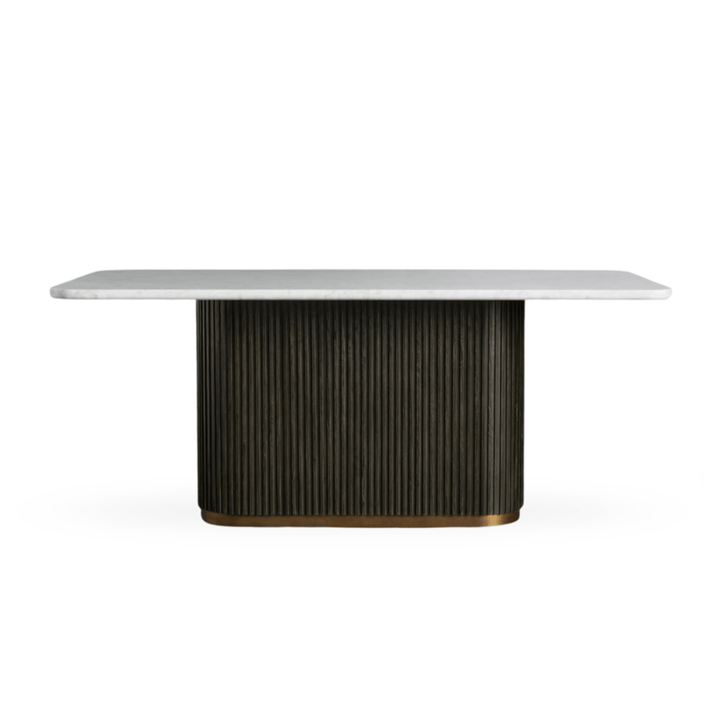 Opal Marble-Top Wooden Dining Table Set