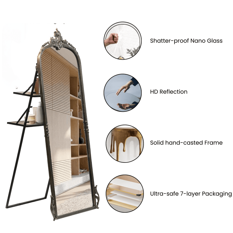 Victorian Arched Full-length Mirror with Stand