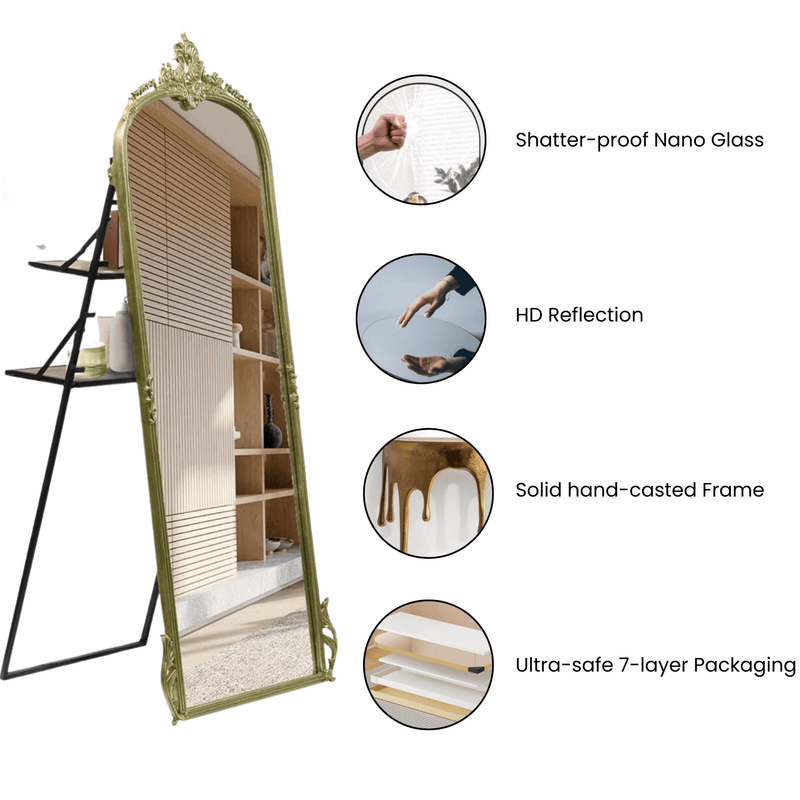 Victorian Arched Full-length Mirror with Stand