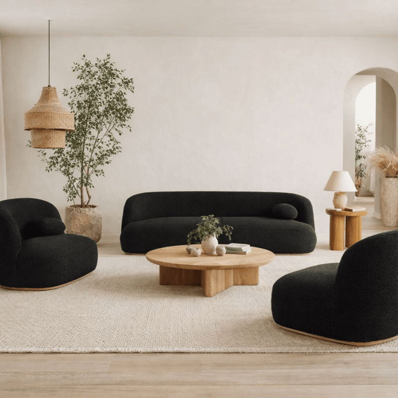 Arvo Plush Wooden Upholstered Sofa Set