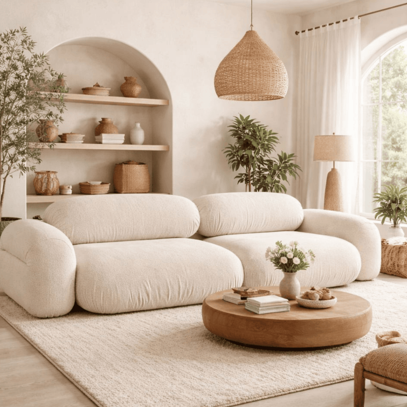 Brat Plush Wooden Upholstered Sofa Set