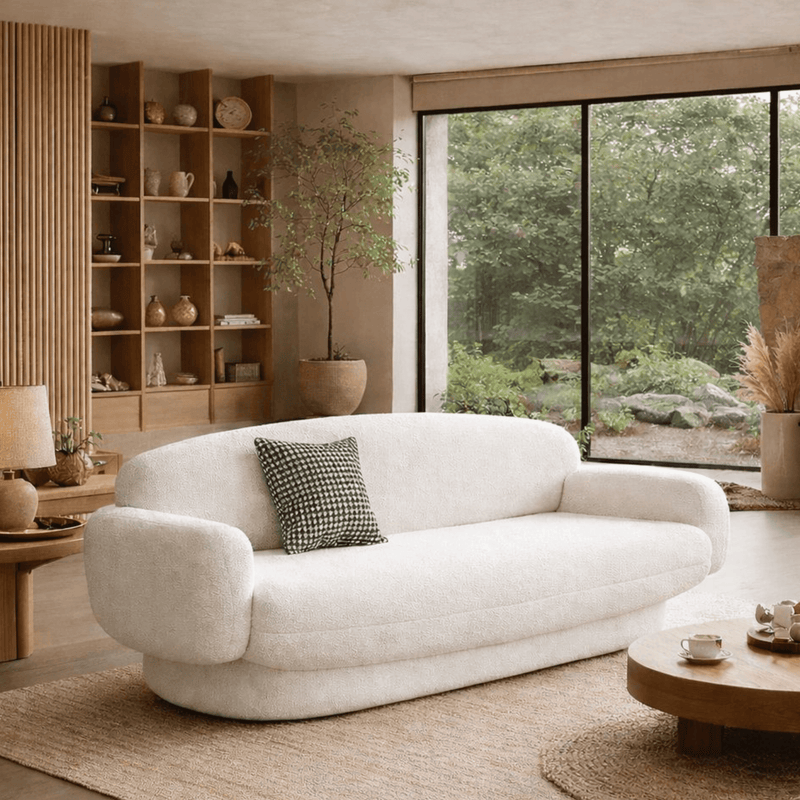 Fleece Plush Wooden Upholstered Sofa Set