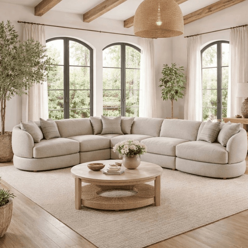 Cloud Wooden Upholstered L-Shaped Sofa Set (Left Aligment)