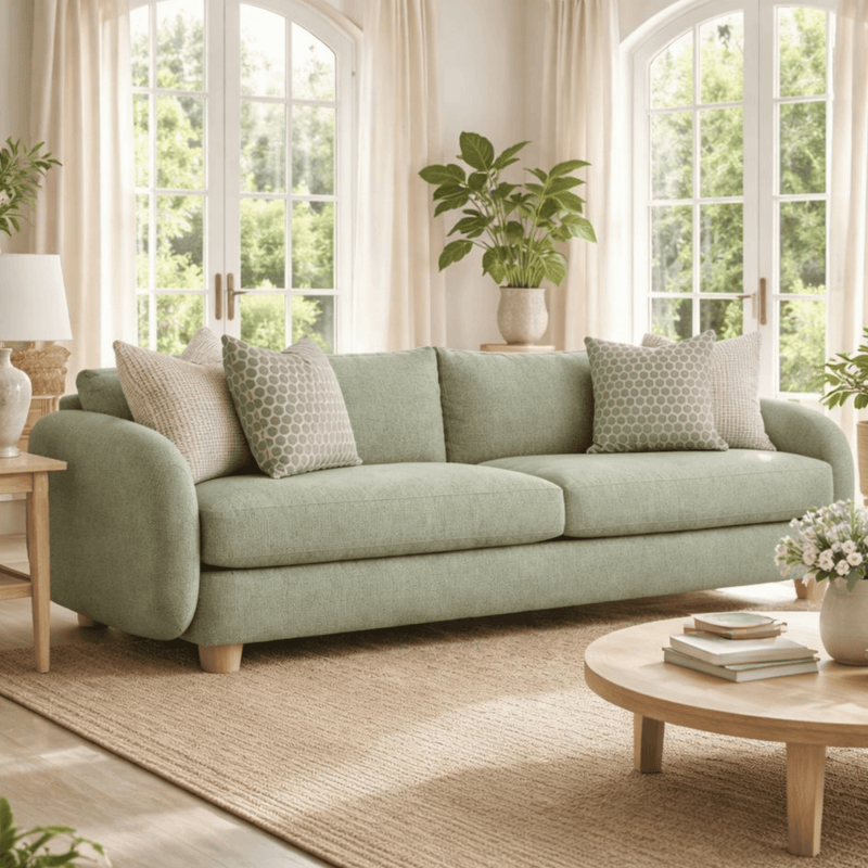 Mellow Plush Wooden Upholstered Sofa Set