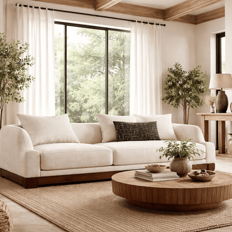 Nestra Plush Wooden Upholstered Sofa Set