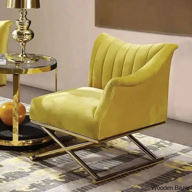 Glam Accent Chair Velvet Upholstered in Gold Legs Style in B Left Side Chair - Wooden Empiro