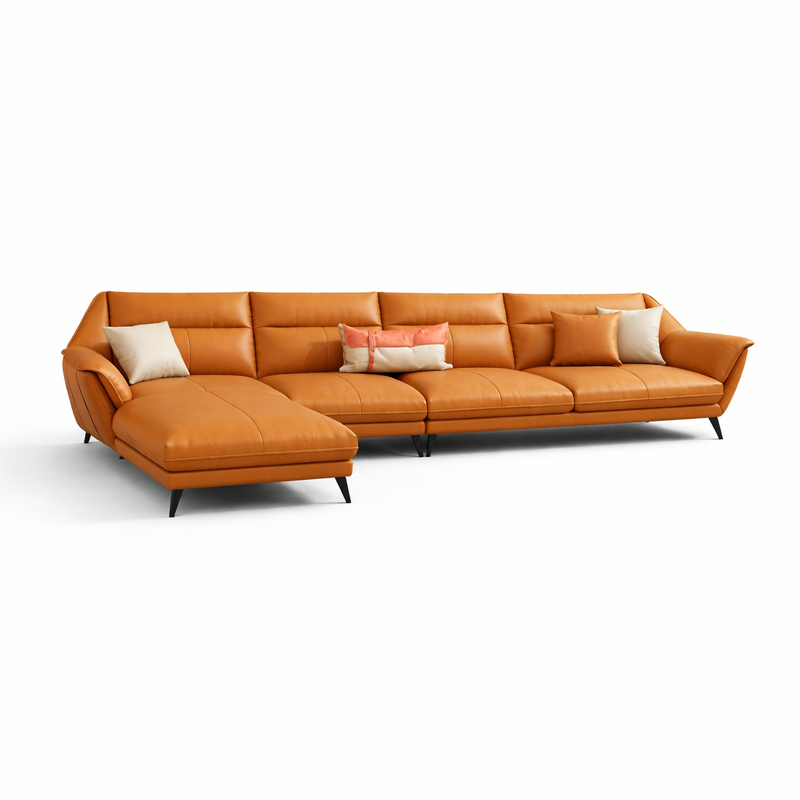 Grace Modern Luxury L Shaped Sofa In PU Leather