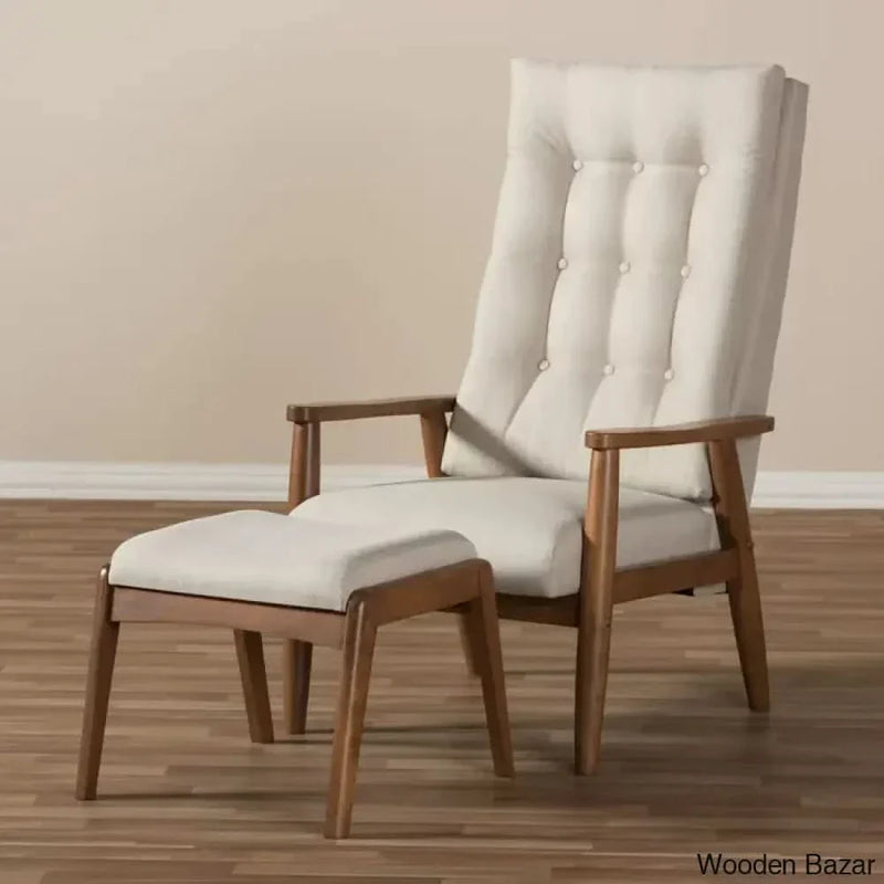 Hale New Upholstered Accent Chair with Ottoman - Wooden Empiro