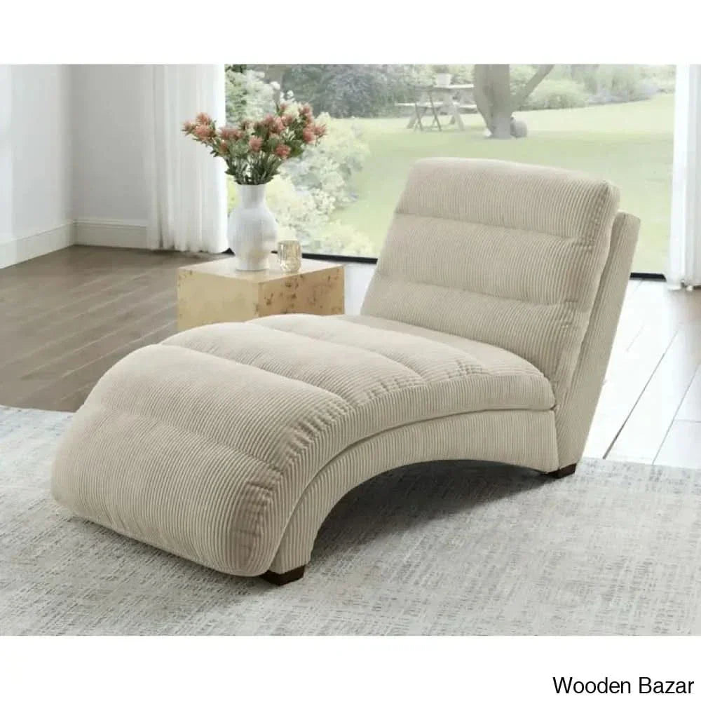 Hamingo New Upholstered Chaise Lounge - Wooden Empiro Beige Corduroy