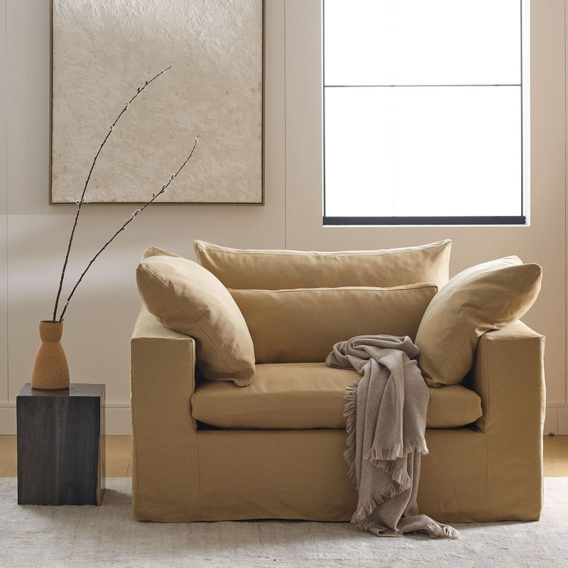 Qent Modular Skirted Slipcover Chair and a Half - Wooden Empiro
