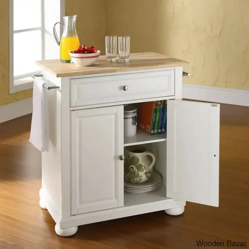 Hedon Solid Wood Kitchen Cart Kitchen trolley cart cabinet kitchen island with storage
