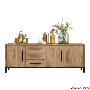 Heering Modern Wave Living Room Furniture Set In Wooden Cabinet