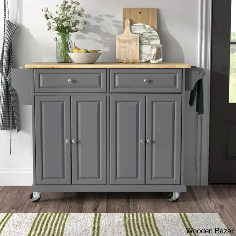 Idlewild Solid Wood Top Kitchen Cart Kitchen trolley cart cabinet kitchen island with storage