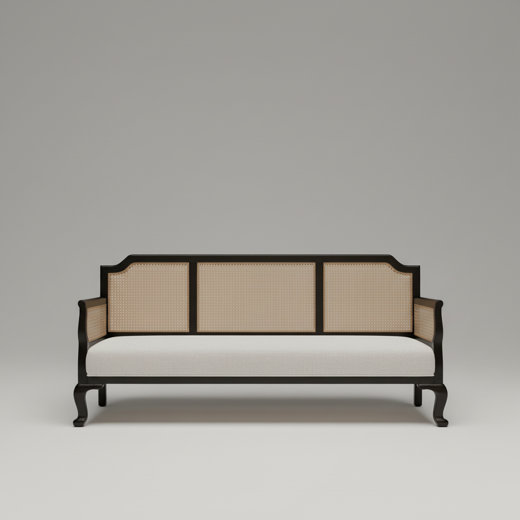 Aura Sofa — Colonial Cane & Wood, made to order by Wooden Empiro