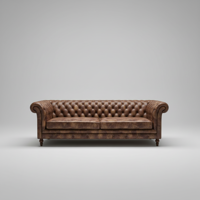 Atlas Leather Sofa — Chesterfield Tufted, made to order by Wooden Empiro